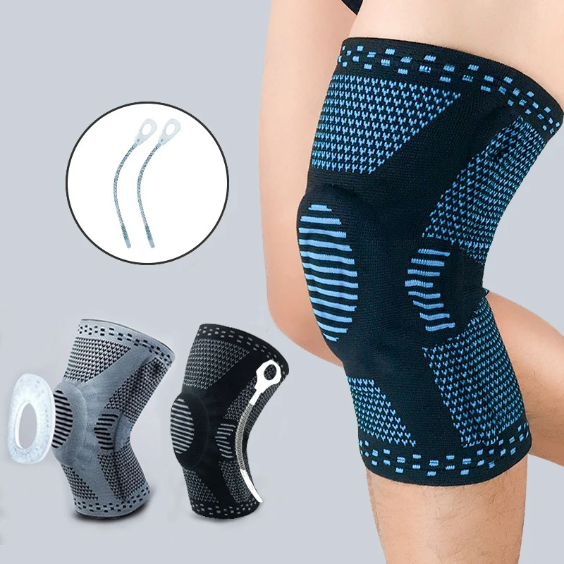

2 PC Silicone Padded Knee Pads Supports Brace Basketball Fitness Meniscus Patella Protection Kneepads Sports Safety Knee Sleeve