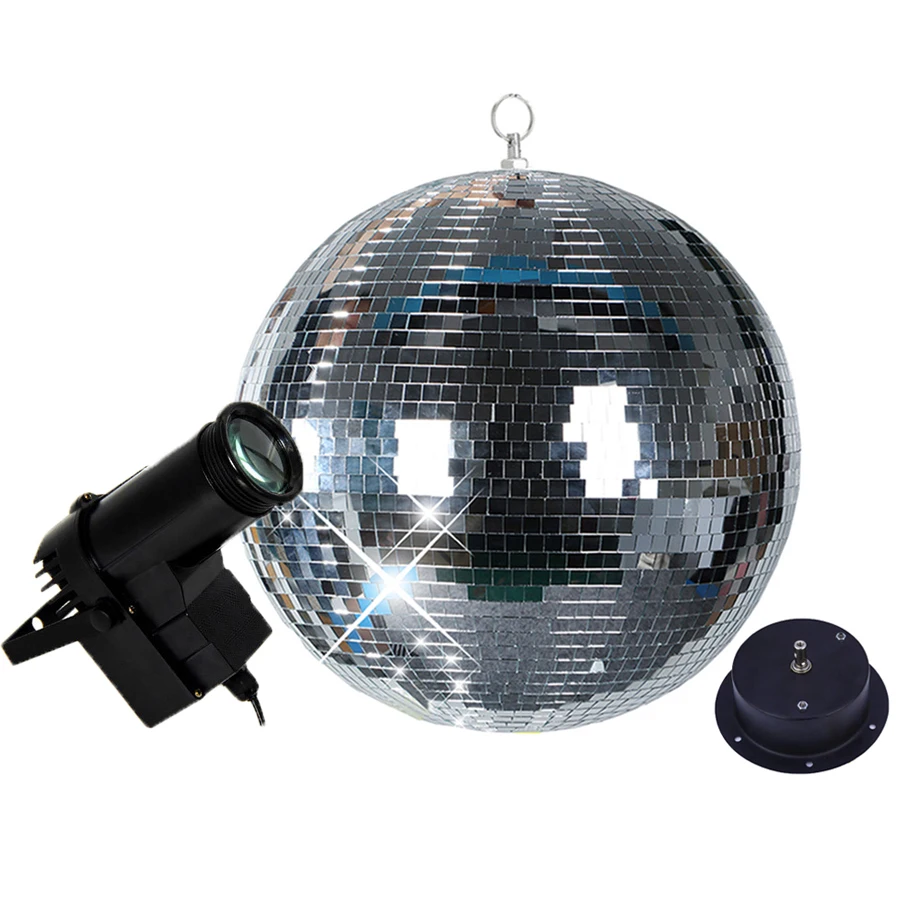 Зеркальный дискошар Thrisdar 25 см Серебряный подвесной для вечерние с RGB-лучом