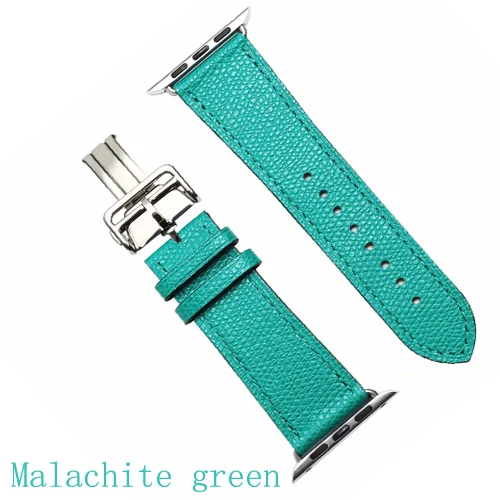 Malachite green Ремешок для apple watch band 5 4 44 мм 40 мм correa iwatch 3 2 42 мм 38 мм раскладной кожаный браслет с пряжкой apple watch аксессуары - Цвет ремешка: Malachite green