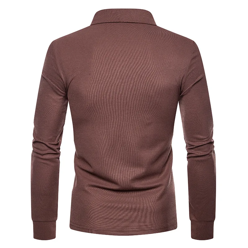 New Products On New Youth Men Versitile Fashion Solid Color Long Sleeve Large Size POLO Shirt