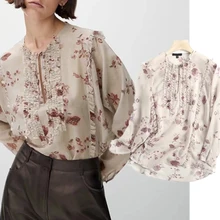 

Jenny&Dave New Arrival Spring Indie Folk Vintage Floral Printing Blouse Women Chiffon Blusas Mujer De Moda 2022 Shirt Women Tops