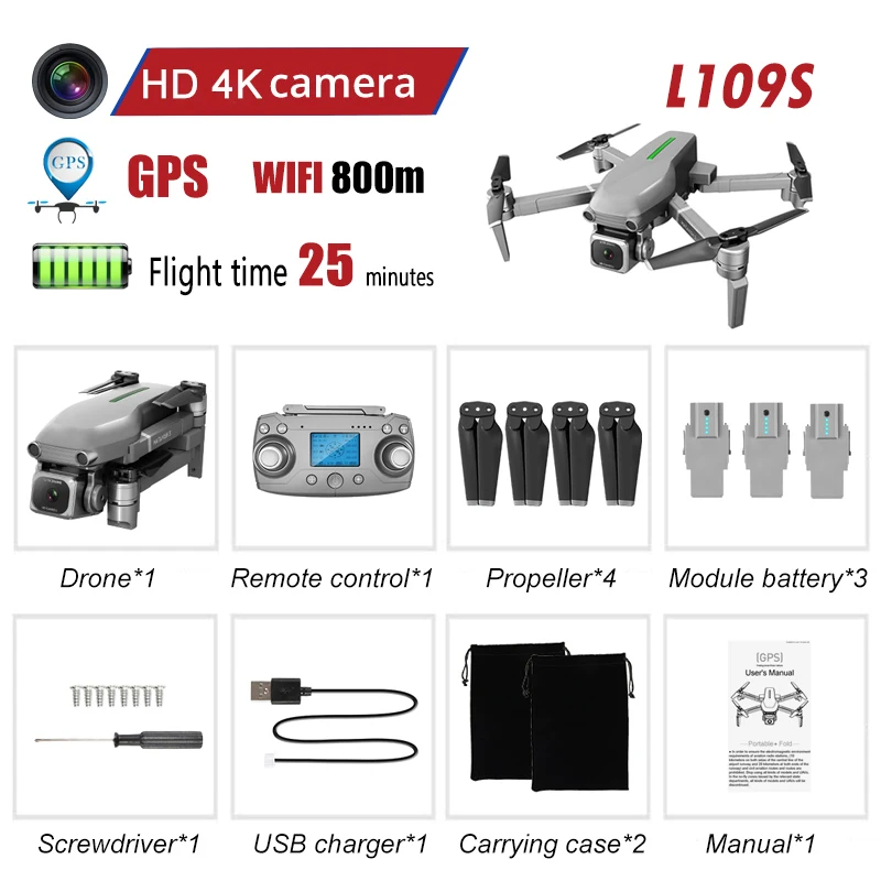 JC21S-P-3B Радиоуправляемый квадрокоптер gps 4K HD камера Дрон 5G wifi FPV складной селфи Дрон Профессиональный 25 минут 1000 м большой дистанции Дрон игрушки - Цвет: JC21S-P-3B