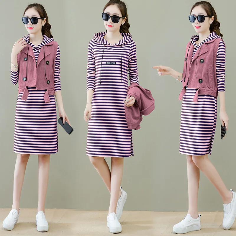 

Elegant Dress Female Spring 2019 New Style WOMEN'S Dress Fashion Spring And Autumn Short-height Set Skirt Popular Two-Piece Set