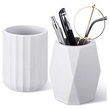 

2 Pieces Silicone Pencil Holder Pen Cup Round Pen Container Desktop Pencil Stationary Holders Makeup Brush Holder