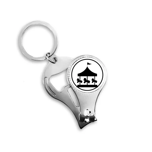 

Carousel Amusement Park Black Silhouette Nail Clipper Ring Key Chain