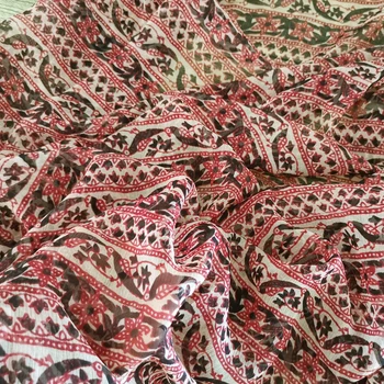 

100cm*135cm Bohemian Stripe Fabric For Skirt Dress Soft Natural Silk Chiffon Crepe