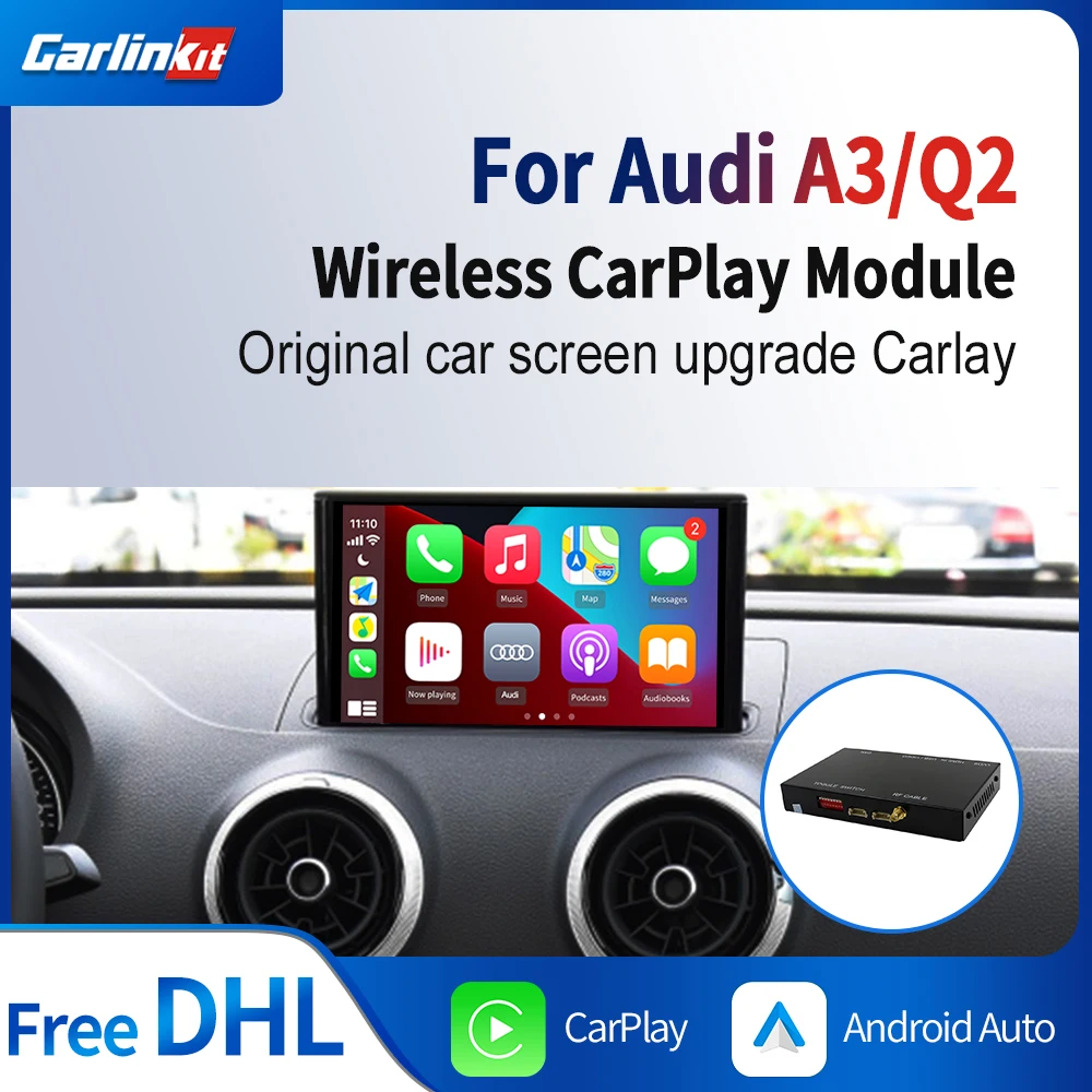Carlinkit Декодер Беспроводной CarPlay Android авто для AUDI A3 Q2 MMI 3G + Мультимедиа AirPlay