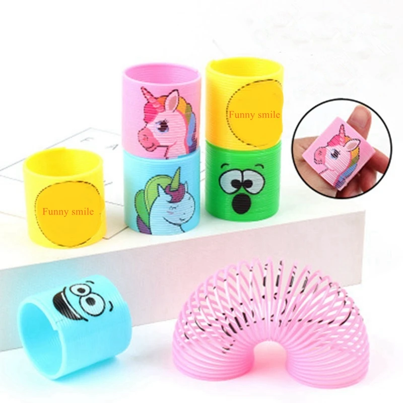 

12Pcs/set Children's Toy Parties Children's Birthday Gifts Unicorn Face Coil Spring Birthday Happy Creative Party Gifts