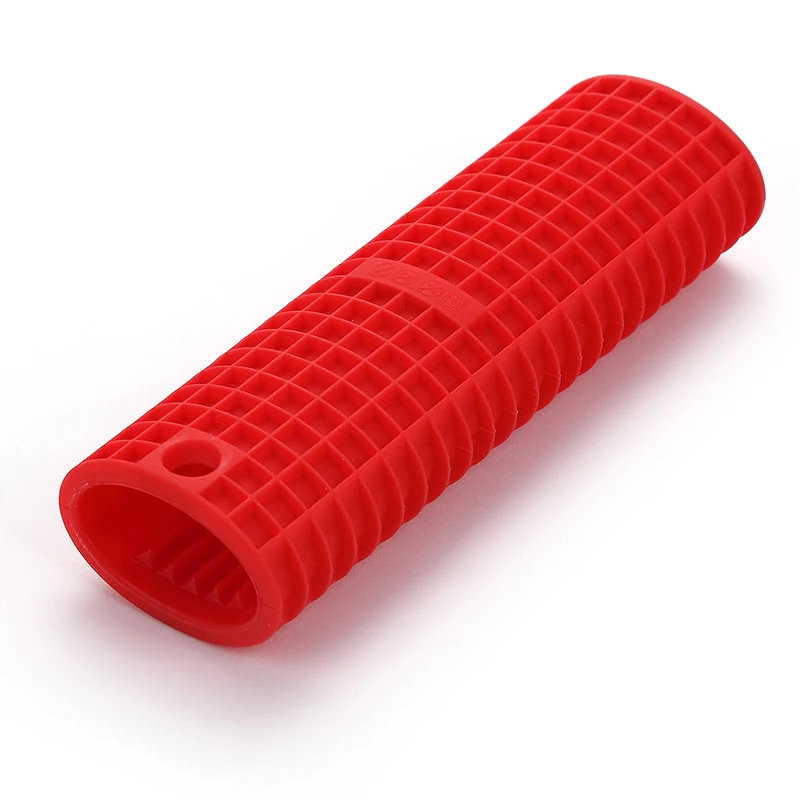 Кухонная ручка кастрюли, силиконовая противоскальдирующая втулка, высокотемпературная противоскользящая ручка, противоскользящие перчатки, инструменты для выпечки - Цвет: Round red
