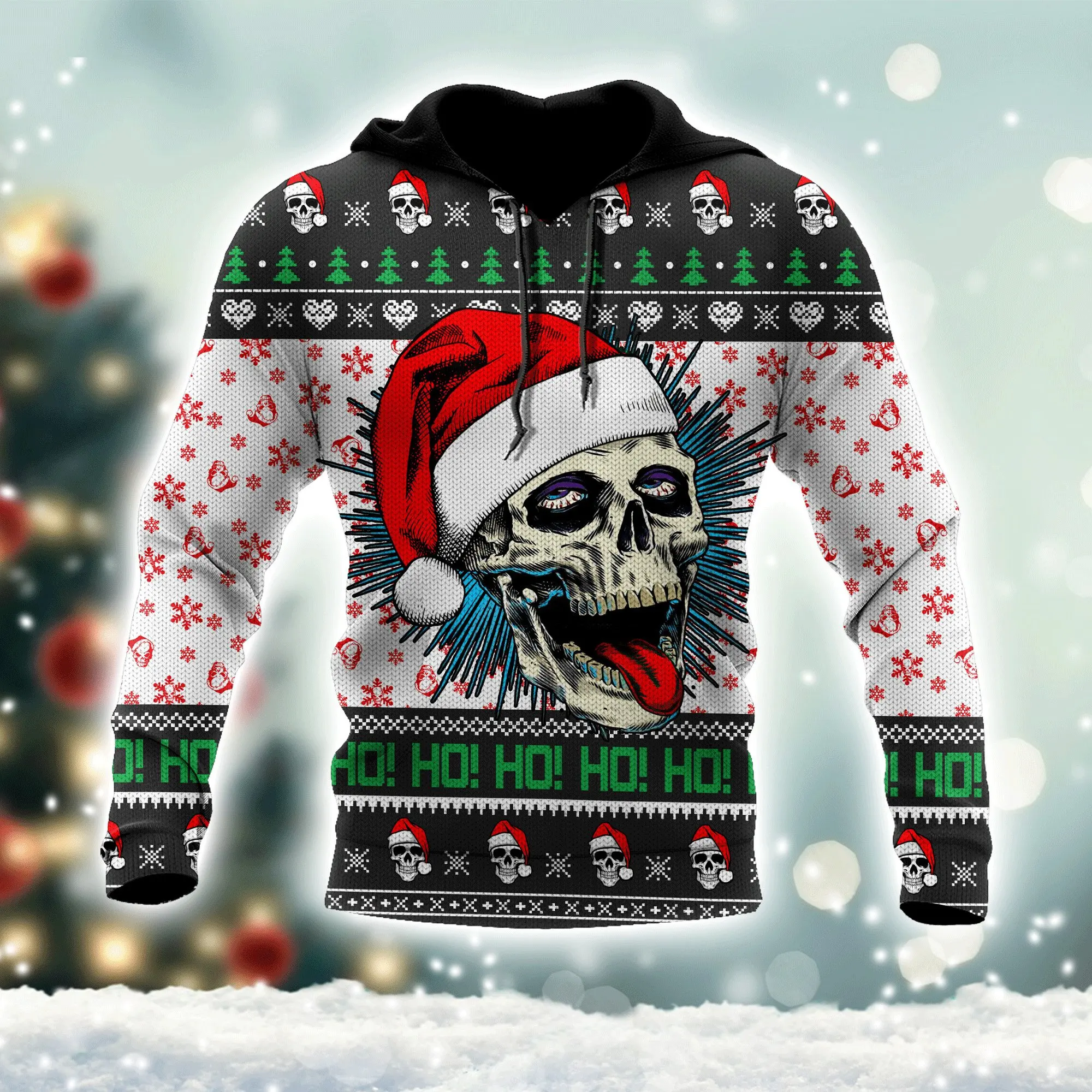 Santa skull 3D All Over Printed Mens 