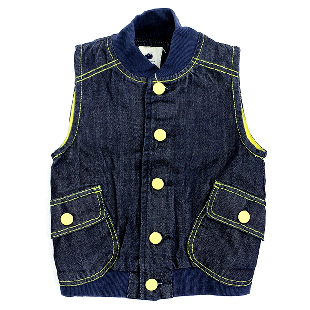 Children Boy's Denim Vests Casual Print Hooded Denim Outerwear Vests