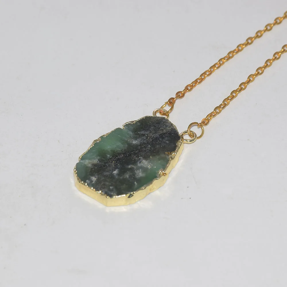 Натуральный ювелирный срез сырье Chrysoprase асимметричное звено цепи ожерелье femme Австралия камень ожерелье для женщин как подарки