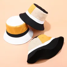 LDSLYJR patchwork color Bucket Hat Fisherman Hat outdoor travel hat Sun Cap Hats for Men and Women