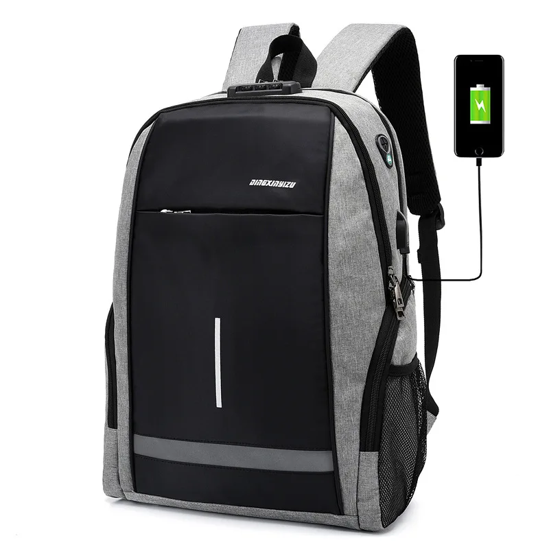 

New Style Backpack Men New Style USB Charging Backpack Computer Bag Password Lock Theft Waterproof Reflective Backpack