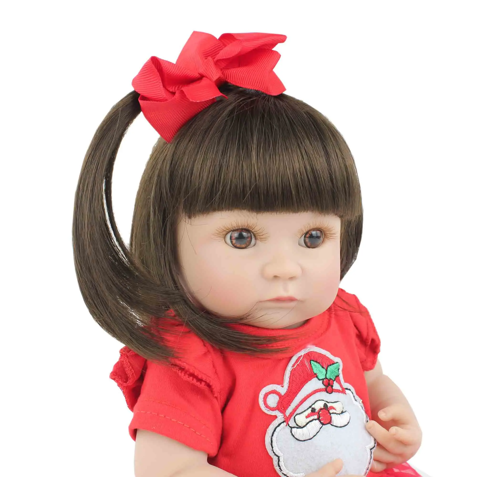 40 см полностью силиконовая кукла для новорожденного, игрушка для девочки, мягкая виниловая Рождественская одежда, мини-кукла для новорожденных, подарок для ребенка, игрушка для купания