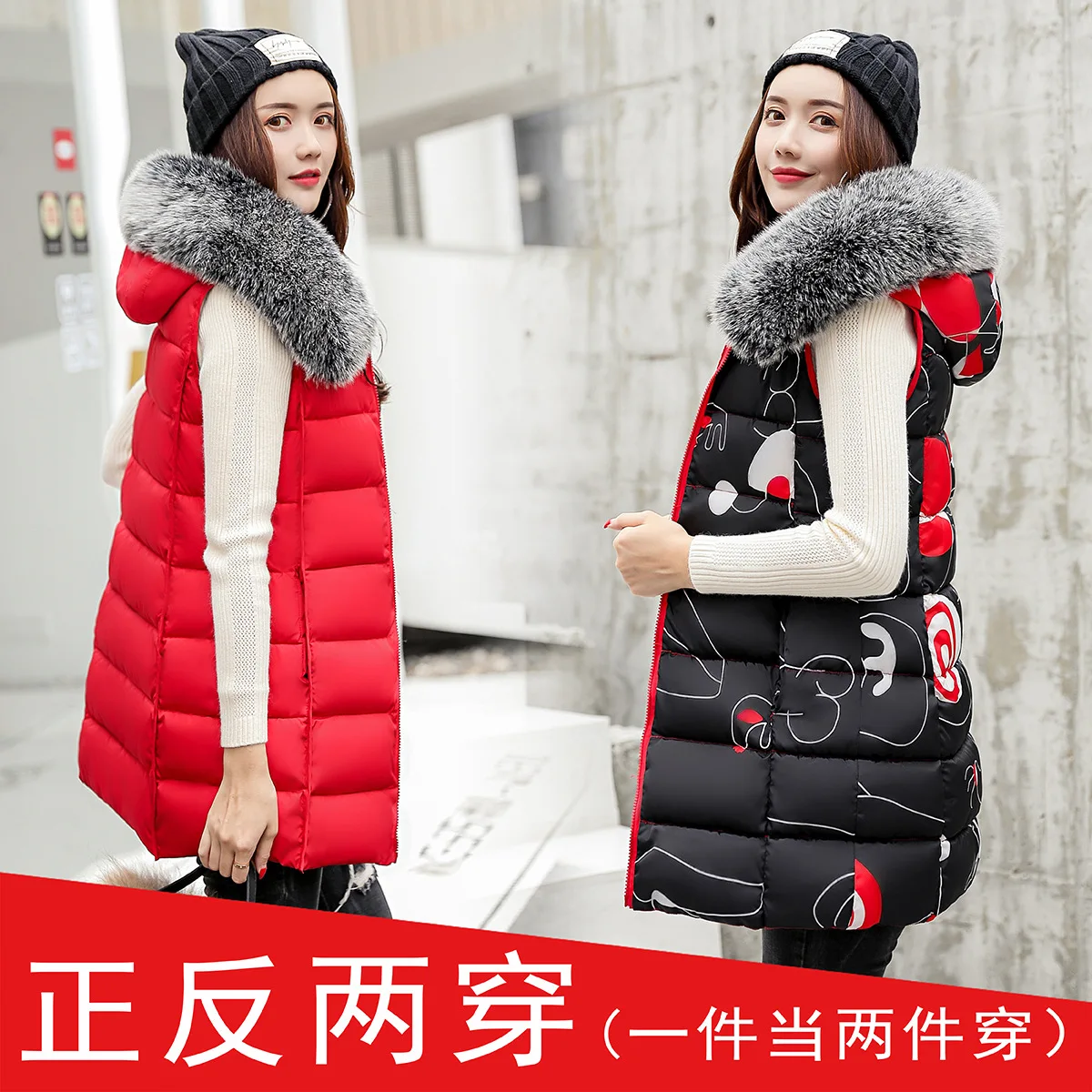 

Korean-style Sleeveless WOMEN'S Cotton-padded Clothing Mid-length down Feather Cotton Vest Women's Slim Fit Waistcoat Hooded Coa