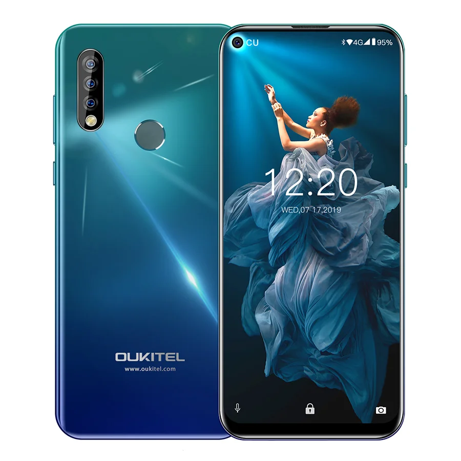 OUKITEL C17 Pro 6,35 ''Android 9,0 19:9 MT6763 4 Гб 64 Гб Смартфон Face ID Octa Core 3900 мАч Тройная камера 4G мобильный телефон - Цвет: Gradient