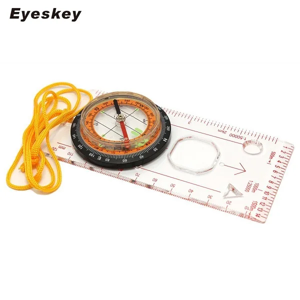 Оранжевый Eyeskey открытый кемпинг компас направленная кросс-кантри гонки туристический компас Baseplate с линейкой карта весы Ночная bussola - Цвет: Оранжевый