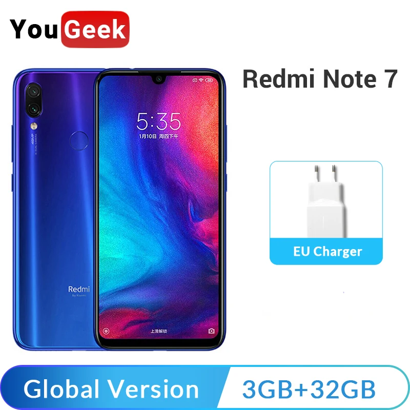 

Global Version Xiaomi Redmi Note 7 Note7 3GB 32GB Snapdragon 660 4000mAh 48MP Dual Cameras 6.3" Full Screen USB C Smartphone