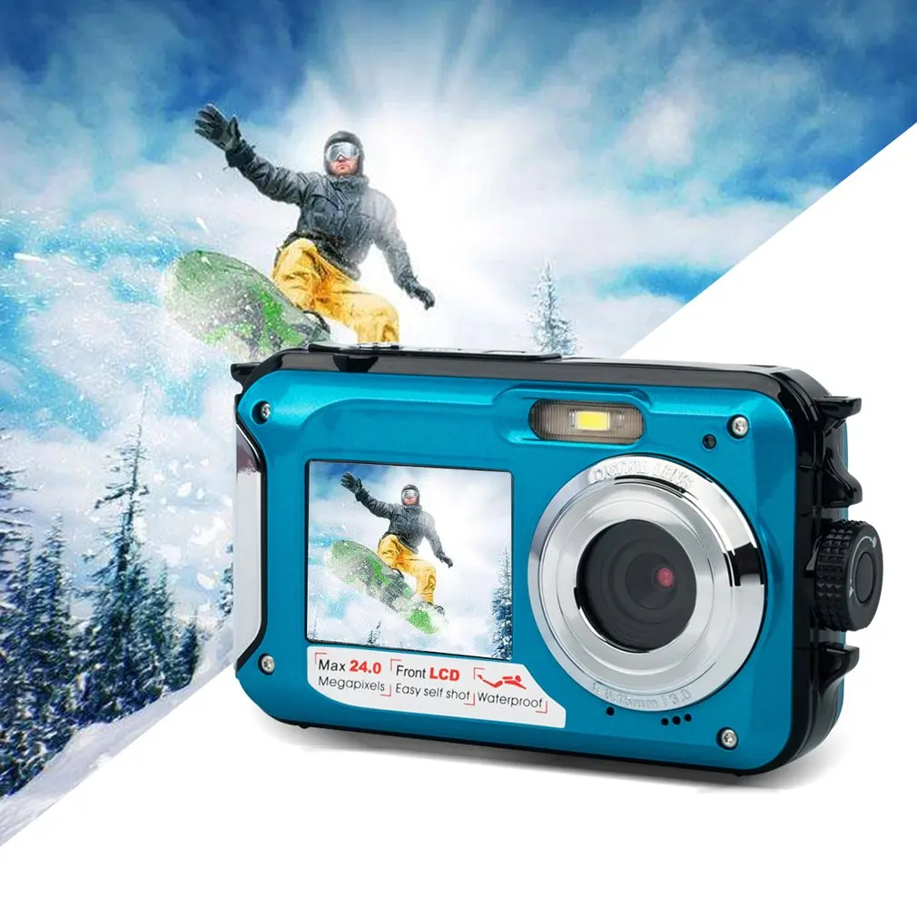 

Double Screen Underwater Camera HD Waterproof Photo Shooting Video Recording Sports Diving LED Flash Digital Video Camera
