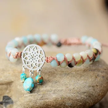 Brilliant Spiritual Wrap Bracelets Amazonite Braided Friendship Wristaband Macrame Bangles Cham Bracelet Handmade Jewelry