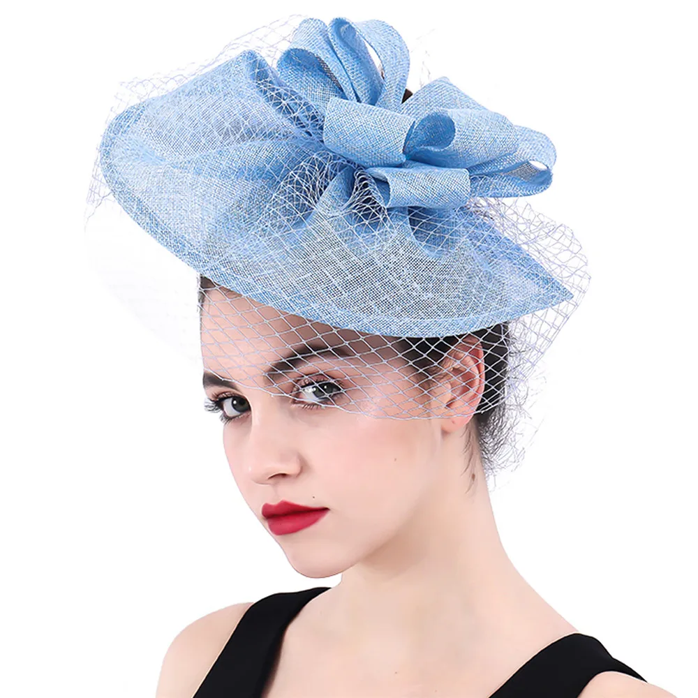 Topi Fascinator Rambut Biru Muda 