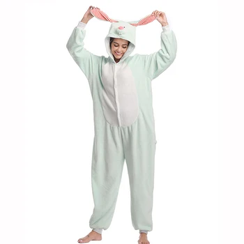 

Flannel Kigurumi Hoodlum Rabbit Costume Onesie For Adults Women Animal Pajamas Long Ear Bunny One-Piece Pijama Cosplay Christma