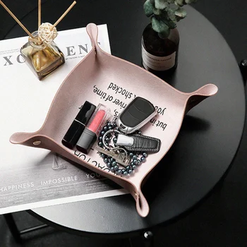 

Foldable Storage Box PU Leather Square Tray for Dice Table Games Key Wallet Coin Box Tray Desktop Storage Box Trays Decor