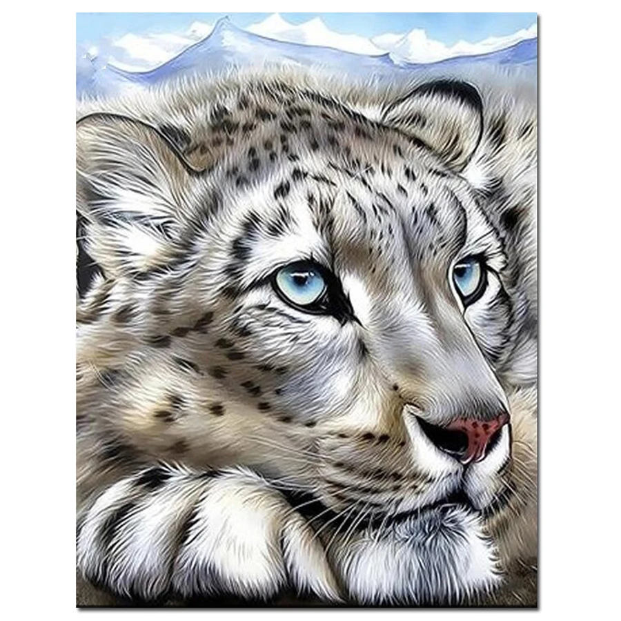 Cute snow leopard diamond painting full square wedding decor diamant painting animal mosaic diamond embroidery sale wall art