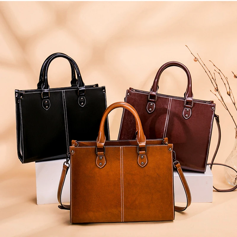 Натуральная кожа сумки «кросс-боди» с ручками сверху шоппинг тоут модная офисная женская сумка женская натуральная кожа сумка через плечо
