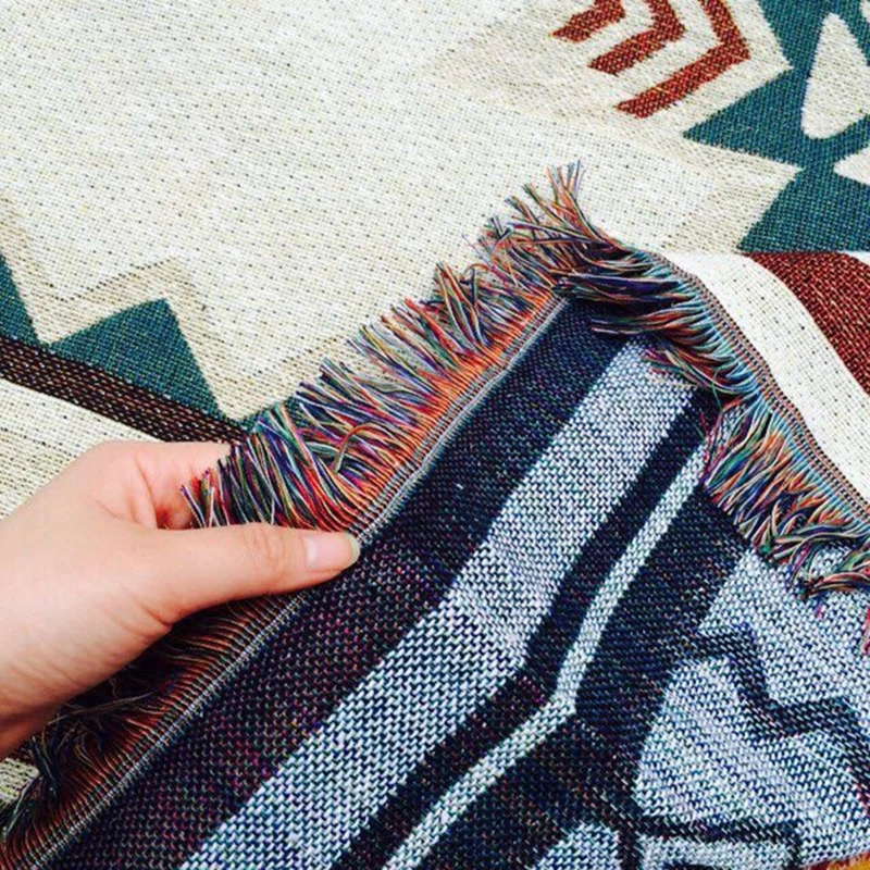 Марокканский Стиль Тканое одеяло для дивана кисточки Хлопок Вязание персидский вышитый геометрический домашний декоративный ковер