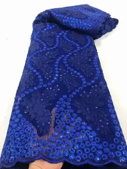 

Hot sale African Nigerian sequin embroidery lace garment fabric Fashionable French tulle fabric For India Evening Party Dress