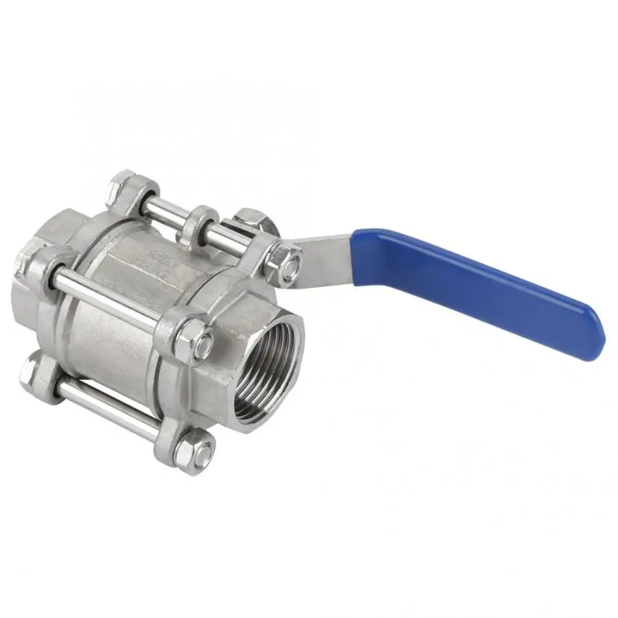 Труба шаровой клапан 304 из нержавеющей стали, трехсекционный полный порт, гнездовой шаровой клапан " NPT 1000WOG шаровой клапан