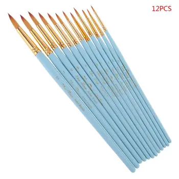 

12Pcs Round Pointed Spike Tip Oil Painting Brushes Nylon Hair Artists Watercolor Paintbrushes Drawing Pen Tools Set