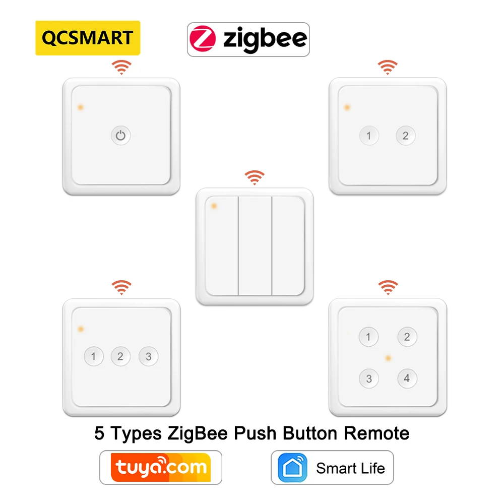 ZigBee 3.0 Wireless 5 Type EU Push Button Switch Remote Tuya Smart Life
