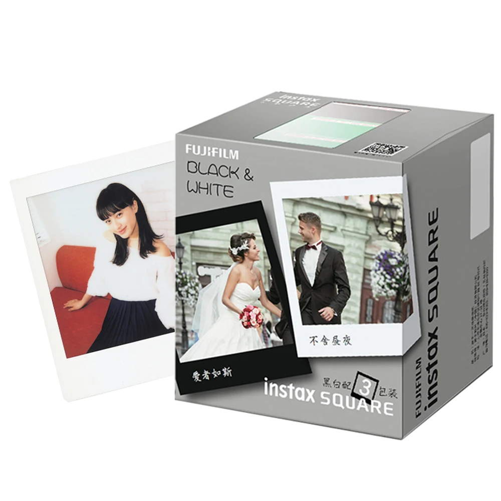 30 листов Fujifilm Instax квадратная пленка белый и черный край мгновенная пленка фотобумага для Fujifilm instax квадратная SQ20 SQ10 камера