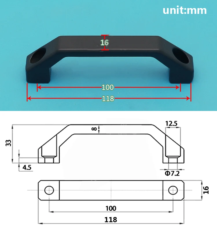 LS520U型铝合金拉手LS06抽屉把手箱柜设备提手100-130mm桥式把手_A1_2