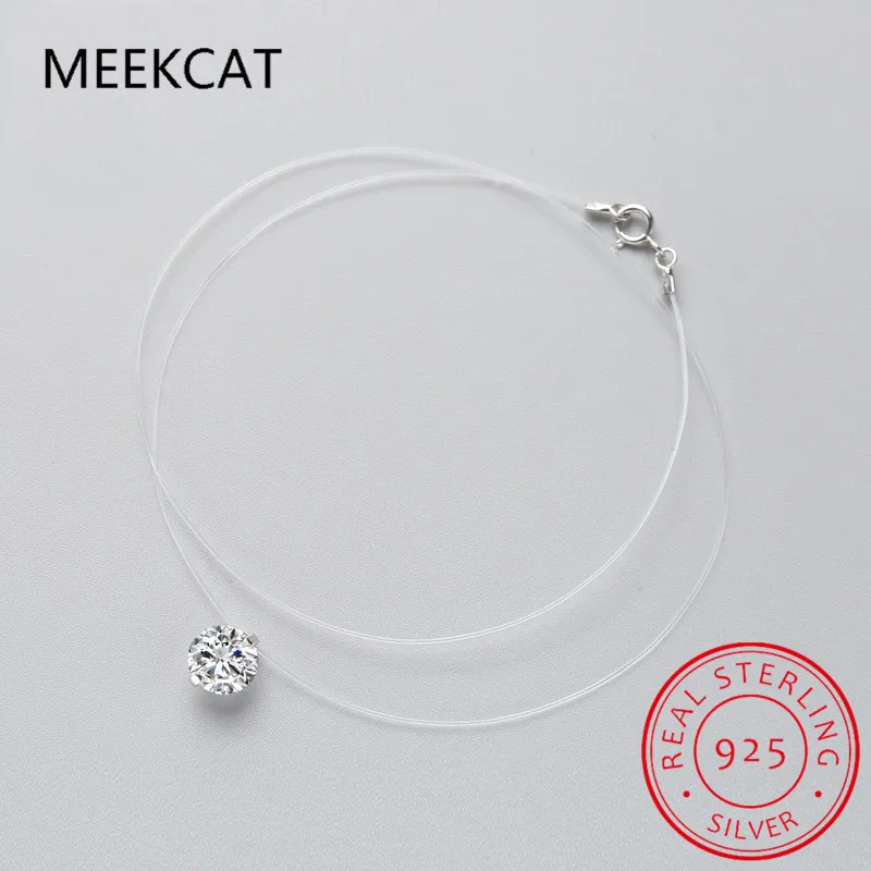 모이사나이트 다이아몬드 투명 낚싯줄, S, 쇄골 체인 목걸이, 여성 쥬얼리, 1ct
