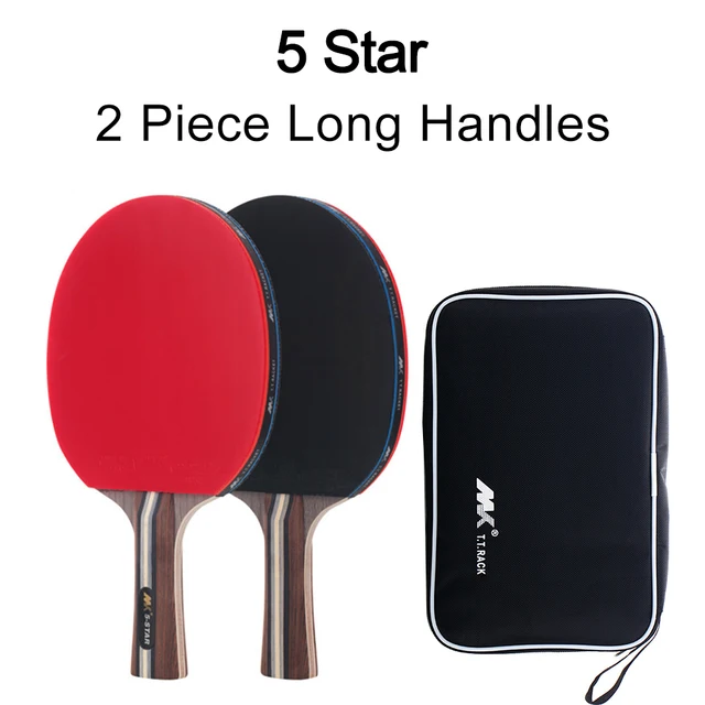 2Pcs/Lot Table Tennis Bat Racket Good Control Long Short Handle Ping Pong  Paddle Racket Set With Bag 5 Star 2 Long