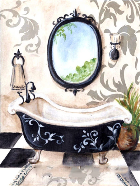 HUACAN 5D алмазная вышивка ванная комната пейзаж алмазная мазайка декор для дома - Цвет: 5871