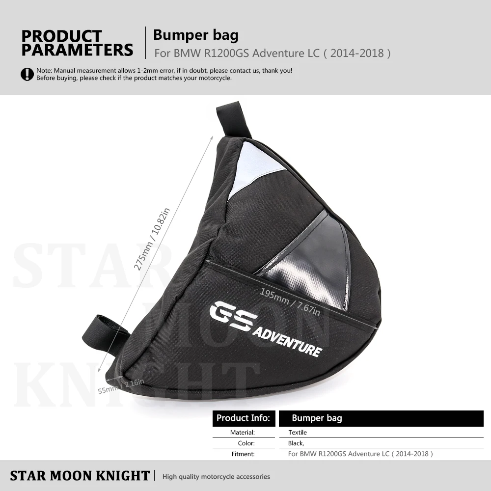 Black GIDIBII Motorbike Frame Bag Waterproof Zipper Luggage Side Tool Bags For BMW R1200GS //ADV R1250GS F750GS F850GS