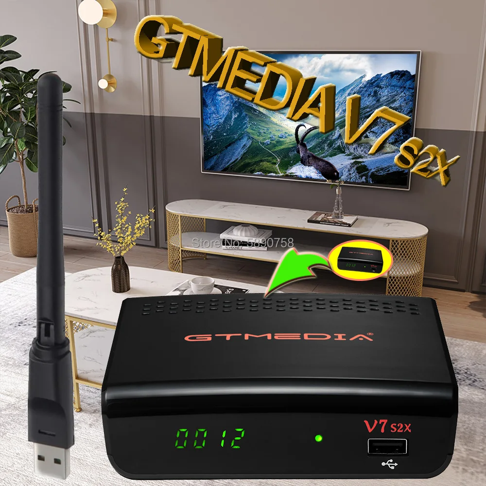 GTMEDIA-receptor satélite V7 S2X, DVB-S2 HD con actualización de WIFI USB de gtmedia v7s hd v7s2x, sin aplicación incluida
