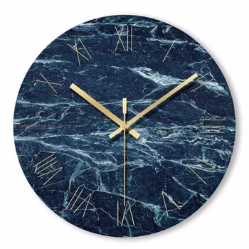 

Modern minimalist marble texture glass wall clock living room entrance wall decoration round quartz clock silent clock LX110502