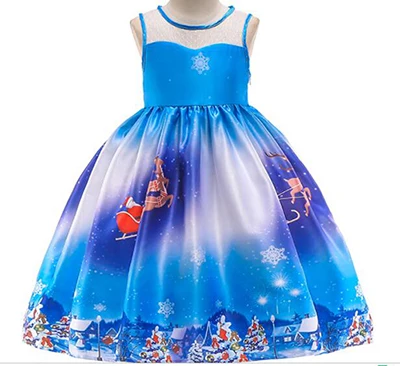 Рождественское детское платье фантазийное платье принцессы для девочек шелковое платье с принтом Санта-Клауса для маленьких девочек вечерние платья для костюмированной вечеринки подарок на год для малышей - Цвет: Оранжевый