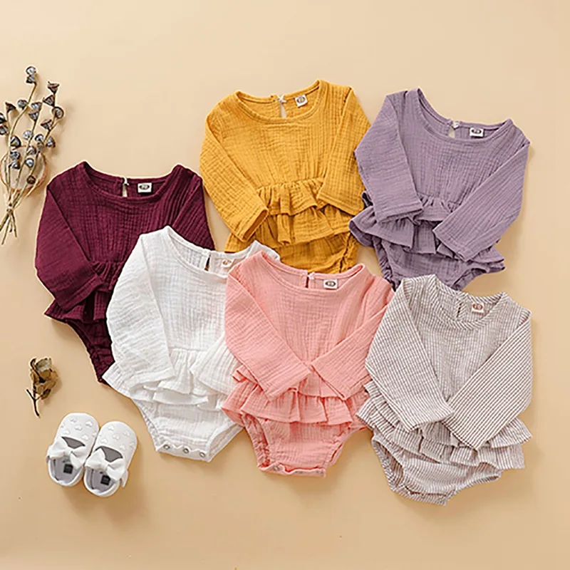 

Cotton Summer Long Sleeve Bodysuits Romper Cotton Stripes Print 2019 New Baby Girls Jumpsuit Cute One-Pieces Hot Sale