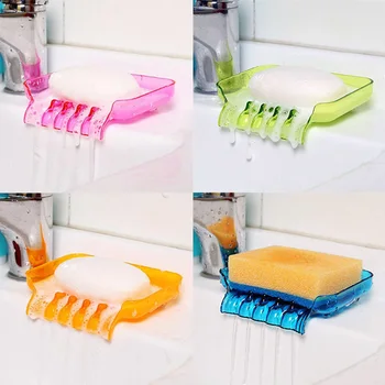 

1pcs candy color sucker drain soap box waterfall soap holder non-slip soap box bathroom accessories kitchen sink sponge rack