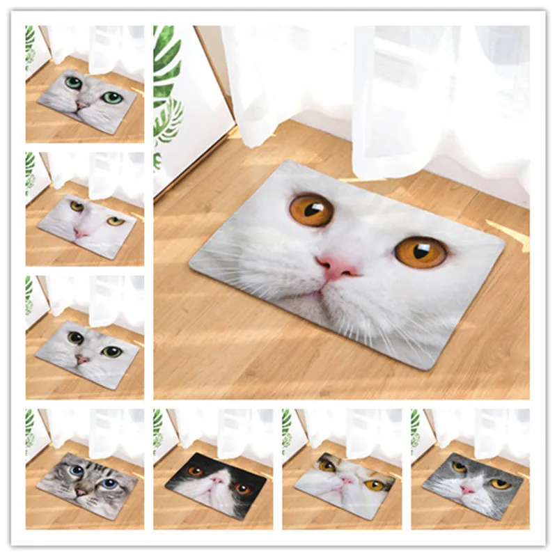 The Cat Face Printed Floor Mats Living Rooms Anti-slip Carpet for Bedroom Kitchen Bathroom Rug Welcome Front Door | Дом и сад