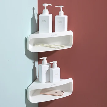 

Bathroom Tripod Free Punch Paste Wall Hanging Washing Corner Corner Drain Rack Toilet Storage Rack