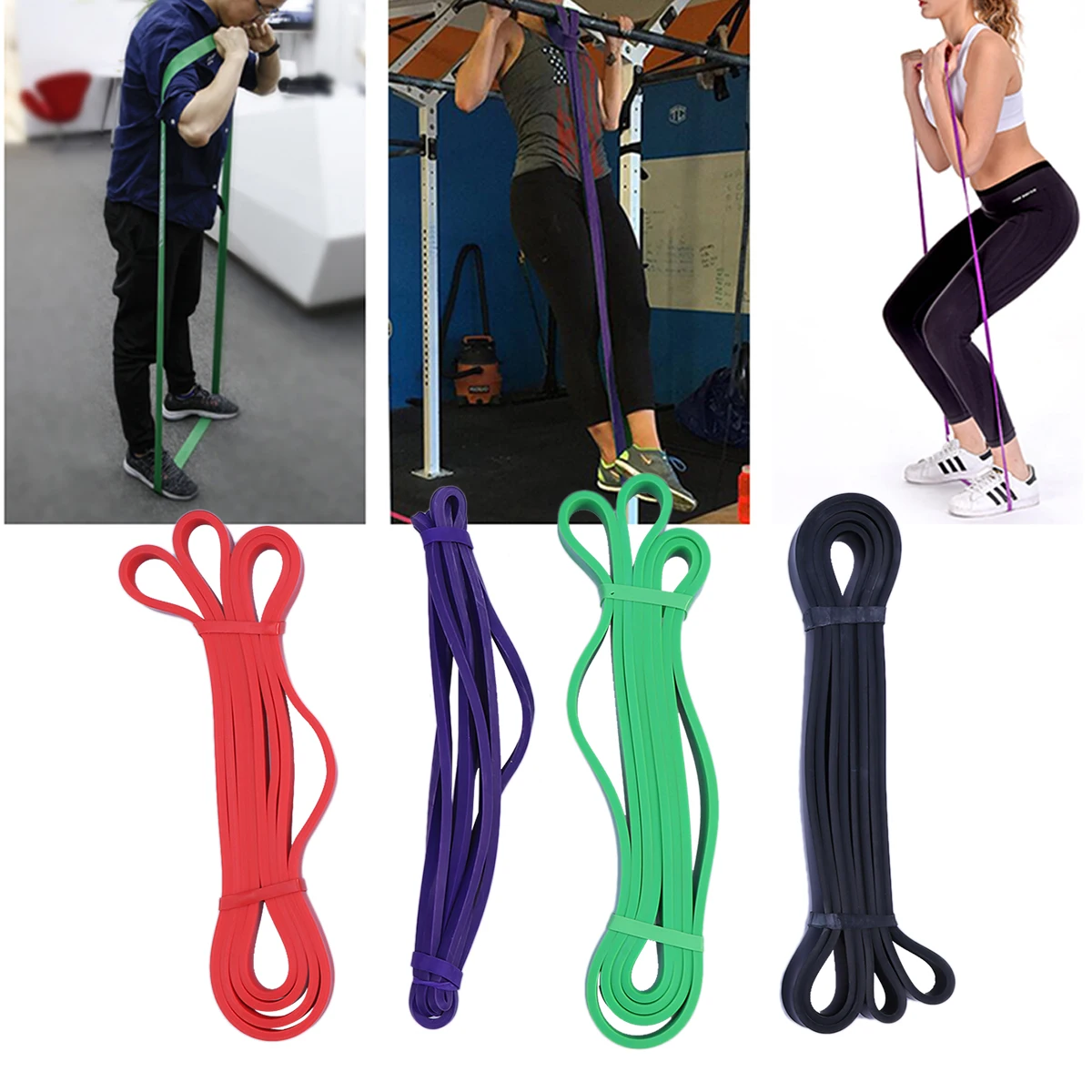 

4 Pcs Exercise Bands Elastic Resistance Workout Pull Up Assist Heavy Duty Bands for Stretching Powerlifting Training Mobility