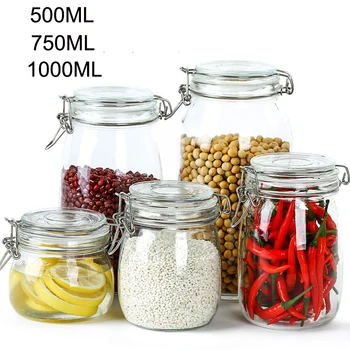 

Glass Jars Sealed Cans with Cover Kitchen Food Storage Bottles Mason Spice Jars Candy Storage banks Tea Box Kitchen Storage Can